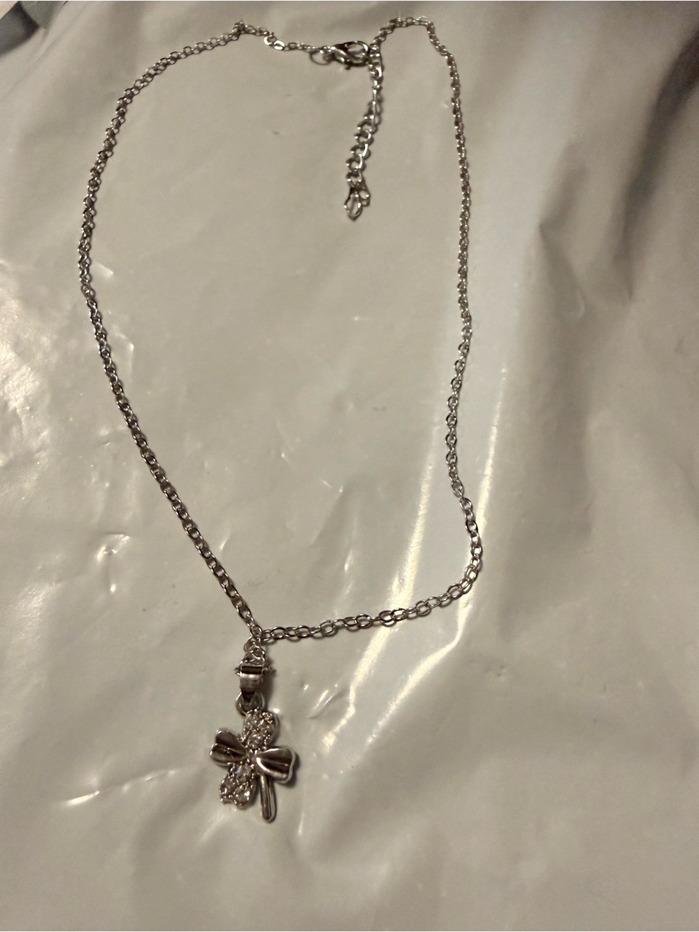 Silver Four Leaf Clover Pendant Necklace - Women Jewelry